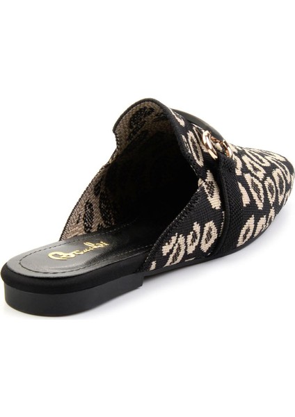 Siyah Leopar Kadın Terlik K04327012482 modelleri