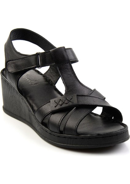 Siyah Leather Kadın Sandalet K05552006003