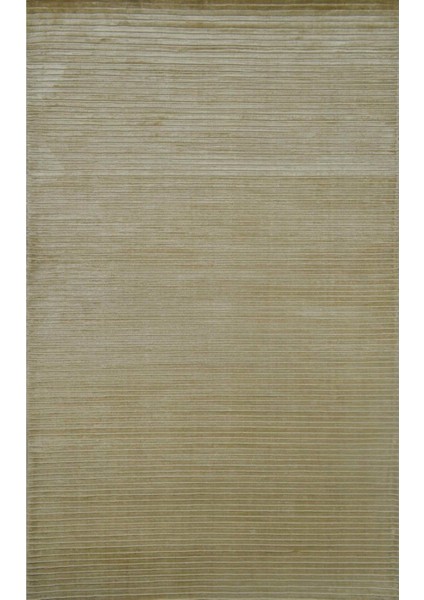 Nüans Bej Renk Ipek Görünümlü Viskoz Modern Çizgili El Dokuma Halı 80X150 cm (1.2 M²)