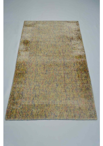 Nüans Çok Renkli Ebruli Parlak Tuşeli El Dokuma Halı 80X150 cm (1.2 M²)
