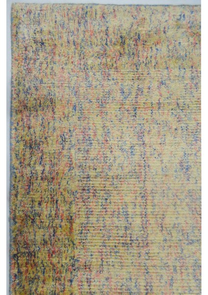 Nüans Çok Renkli Ebruli Parlak Tuşeli El Dokuma Halı 80X150 cm (1.2 M²)