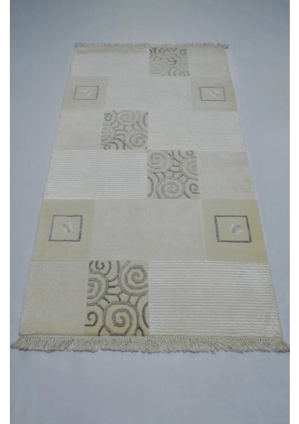 Yüksek Kalite Yünden El Dokuma Krem Renk Nepal Halısı 80X150 cm (1.2 M²)