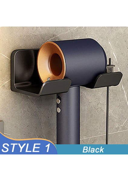 Stil 1-Siyah Saç Kurutma Makinesi Braketi Banyo Rafı Depolama Rafı Duvara Monte Saç Kurutma Makinesi Braketi Depolama ve Sıralama Braketi Banyo Aksesuarları (Yurt Dışından)
