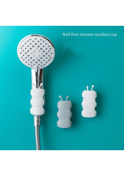 Beyaz Yumuşak Kauçuk Duş Montaj Braketleri Banyo Duş Tutucu Yumruksuz Yeniden Yerleştirilebilir Duvar Duş Başlığı Braketi Vantuz Tutucu (Yurt Dışından)
