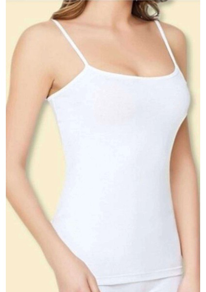 Kota Bayan Ip Askılı Beyaz Battal Atlet 6091