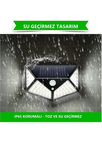 Güneş Enerjili Hareket Sensörlü IP65 Suya Dayanıklı 100 LED Lamba