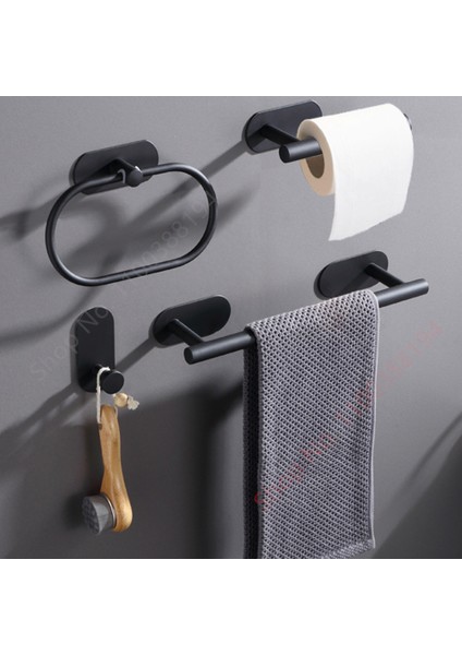 Vida Sabitleme Siyah 1tuvalet Havlu Kağıdı Duvara Montaj Tutucu Yapışkanlı Siyah Gümüş Mutfak Rulo Kağıt Standı Asılı Peçetelik Banyo Aksesuarları Wc (Yurt Dışından)