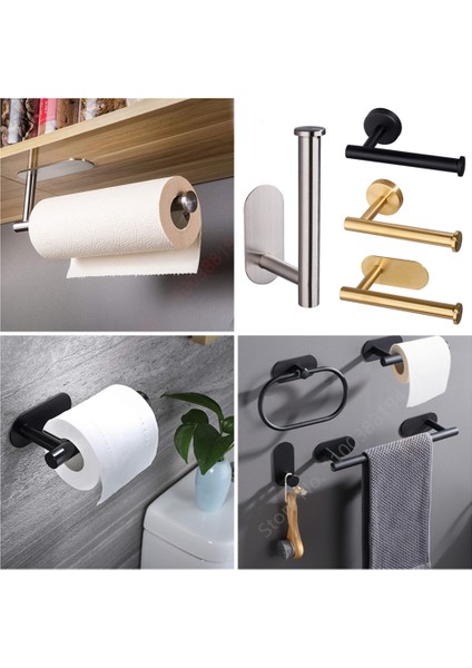 Kanca Gümüş 2 Adet Set Yapışkanlı Asılı Kağıt Rulosu Havlu Tutucu Banyo Tuvalet Depolama Standı Mutfak Düzenleyici Peçete Rafı Paslanmaz Çelik Duvara Montaj (Yurt Dışından)