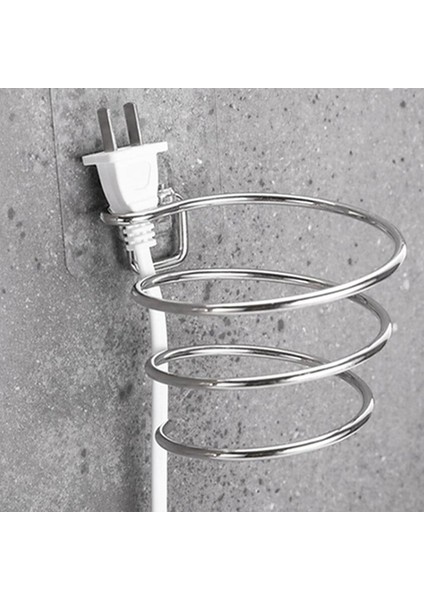 C Beyaz Saç Kurutma Makinesi Tutucu Blower Organizatör Yapışkan Duvara Monte Tırnak Hiçbir Sondaj Paslanmaz Çelik Banyo Için Spiral Standı (Yurt Dışından) fırsatları