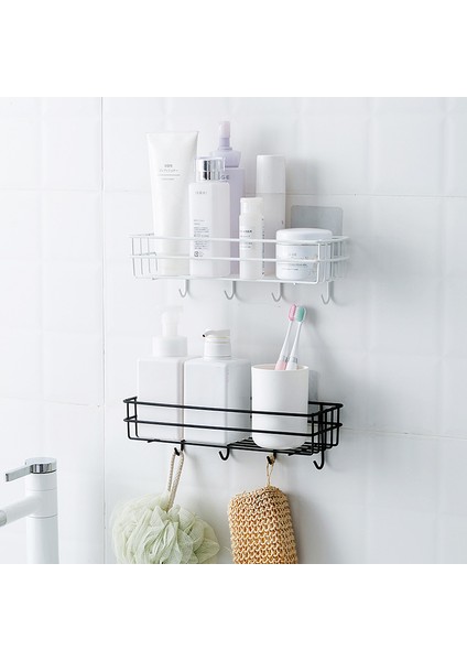 Whıte1 Japon Tarzı Ferforje Banyo Rafı Duvara Monte Duş Jeli Depolama Rafı Tuvalet Yumruk Tuvalet Standı Köşe Raf (Yurt Dışından)