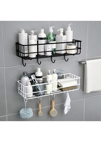 Whıte1 Japon Tarzı Ferforje Banyo Rafı Duvara Monte Duş Jeli Depolama Rafı Tuvalet Yumruk Tuvalet Standı Köşe Raf (Yurt Dışından)