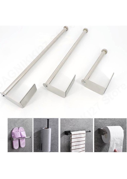 14.5 cm Gümüş Kendinden Yapışkanlı Siyah Gümüş Tuvalet Rulo Kağıt Havlu Duvara Asılı Tutucu Paslanmaz Organizatörler Banyo Punch- Raf Doku V27 (Yurt Dışından) modelleri