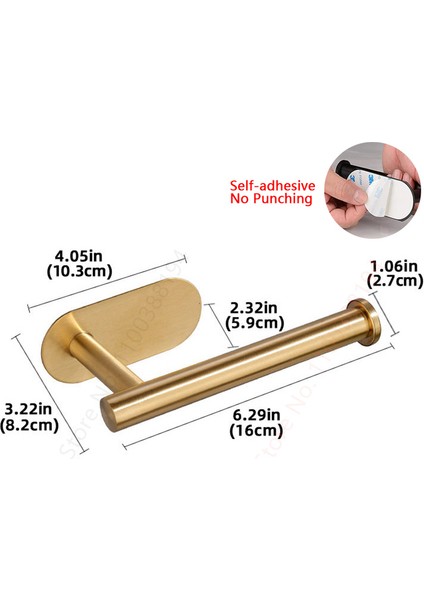 Havluluk Altın 1tuvalet Havlu Kağıdı Duvara Montaj Tutucu Yapışkanlı Siyah Gümüş Mutfak Rulo Kağıt Standı Asılı Peçetelik Banyo Aksesuarları Wc (Yurt Dışından)