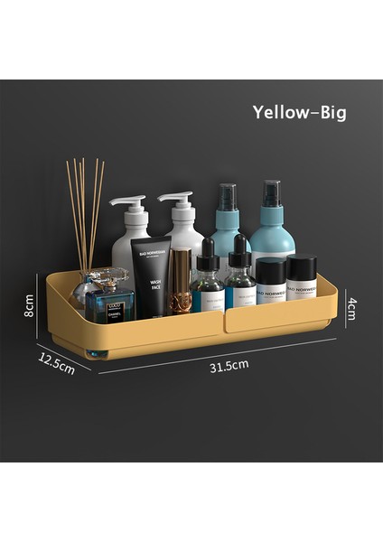 Sarı-Büyük Banyo Rafları Duvara Monte Kendinden Yapışkanlı Depolama Rafı Tuvalet Lavabo Yumruk Şampuan Tutucu Banyo Aksesuarları (Yurt Dışından)