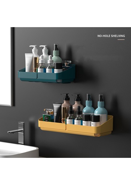 Sarı-Büyük Banyo Rafları Duvara Monte Kendinden Yapışkanlı Depolama Rafı Tuvalet Lavabo Yumruk Şampuan Tutucu Banyo Aksesuarları (Yurt Dışından)