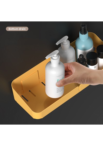 Sarı-Büyük Banyo Rafları Duvara Monte Kendinden Yapışkanlı Depolama Rafı Tuvalet Lavabo Yumruk Şampuan Tutucu Banyo Aksesuarları (Yurt Dışından)