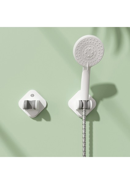 01 Beyaz Ayarlanabilir Banyo Kanca Yumruksuz Stand Braketi Modern Duş Başlığı Tutucu Temizleme Araçları Duvar Emme Tipi Matkapsız (Yurt Dışından)