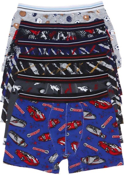 6 Adet Erkek Çocuk Desenli Boxer 505