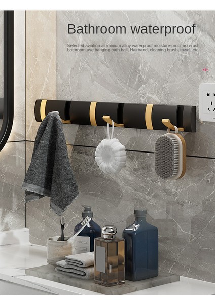 Gri 1 Siyah Altın Elbise Kancaları Katlanır Havlu Askısı Tırnak Kurulum Duvar Kancaları Ceket Elbise Tutucu Banyo Için Arka Kapı Kanca (Yurt Dışından)