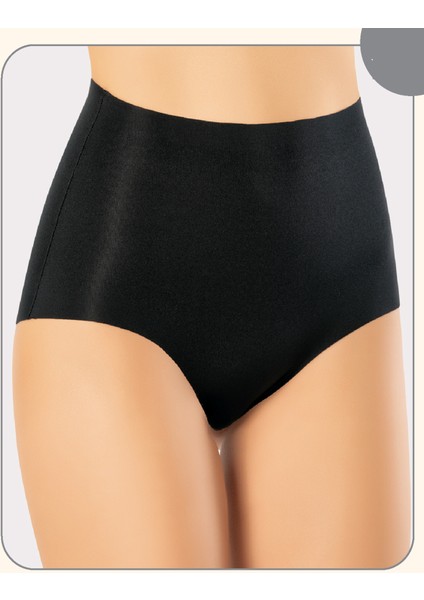Siyah Lazer Kesim Yüksek Bel Bato Slip