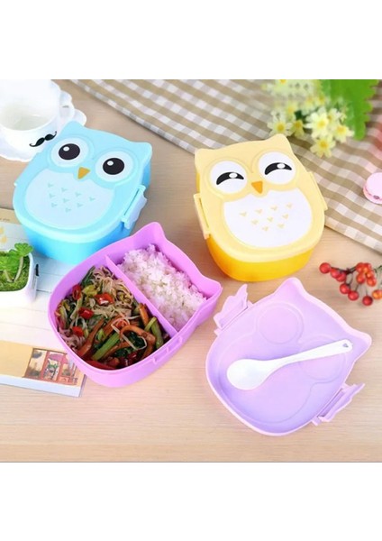 Taşınabilir Plastik Çocuk Öğrenciler Öğle Yemeği Kutusu Bento Kutusu Gıda Kabı Karton Yemek Takımı Çatal Bıçak Takımı Gıda Kabı (Yurt Dışından)