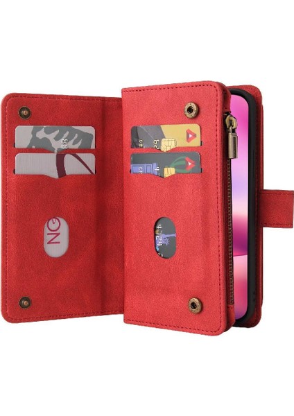 Kart Yuvası Standı Onbeş Kart Yuvaları Pu ile IPhone 16 Için Cüzdan Telefon Kılıfı (Yurt Dışından)