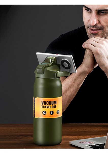 Açık Hava Termos Taşınabilir 304 Paslanmaz Çelik Termal Kupa Bardak Vakumlu Mataralar Pipetli Soğuk ve Sıcak Spor Su Şişesi (Yurt Dışından)