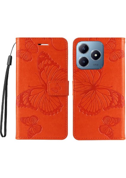 Realme C63 Flip Kickstand Darbeye Kapak Pu Deri Kart ile Kılıf (Yurt Dışından)