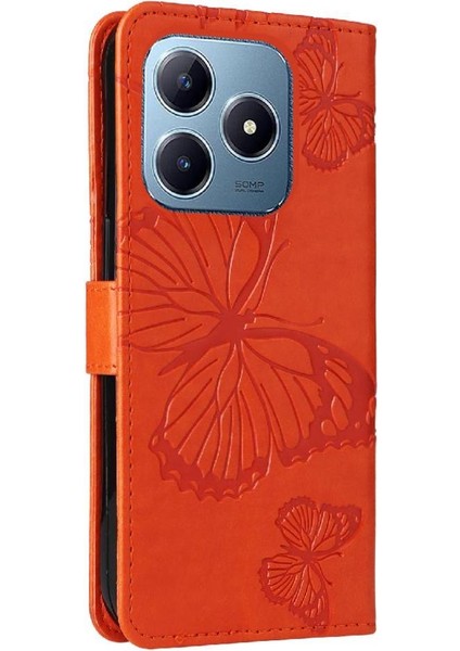 Realme C63 Flip Kickstand Darbeye Kapak Pu Deri Kart ile Kılıf (Yurt Dışından)