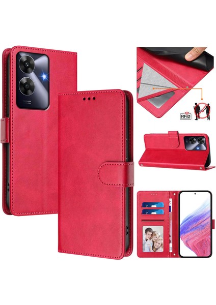 Realme Note 60 4g Flip Book Deri Cüzdan Çapraz Askılı Bileklik Bileklik Rfıd Engelleme Kılıfı (Yurt Dışından)