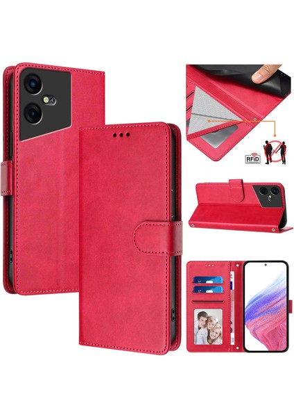 Tecno Pova Neo 3 Flip Book Deri Cüzdan Çapraz Askılı Bileklik Bileklik Rfıd Engelleme Kılıfı (Yurt Dışından)