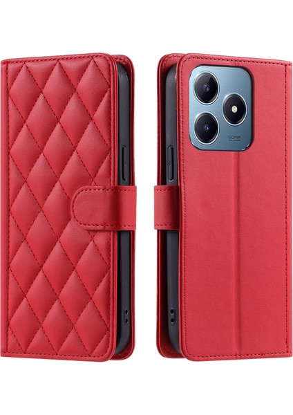 Realme C63 Manyetik Deri Kapaklı Ince Cüzdan Kılıfı Kickstandp Çıkarılabilir Askı Ipi (Yurt Dışından)
