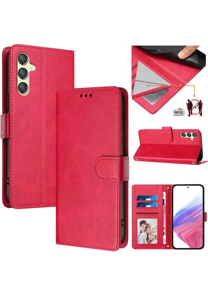 Samsung Galaxy A24 4g Flip Book Deri Cüzdan Çapraz Askılı Bileklik Bileklik Rfıd Engelleme Kılıfı (Yurt Dışından)