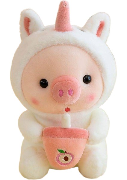 25CM Kabarcık Domuz Peluş Oyuncak Doldurulmuş Hayvan Tavşan Kurbağa Tek Boynuzlu At Kaplan Yastık Bardak Süt Çay Boba Peluş Oyuncak Bebek (Yurt Dışından)
