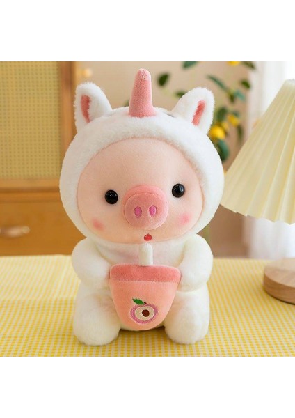 25CM Kabarcık Domuz Peluş Oyuncak Doldurulmuş Hayvan Tavşan Kurbağa Tek Boynuzlu At Kaplan Yastık Bardak Süt Çay Boba Peluş Oyuncak Bebek (Yurt Dışından)