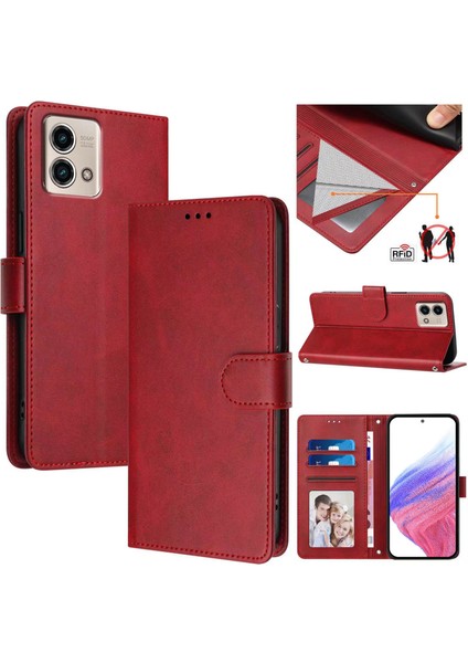 Motorola Moto G Stylus 2023 5g Flip Book Deri Cüzdan Çapraz Askılı Bileklik Bileklik Rfıd Engelleme Kılıfı (Yurt Dışından)