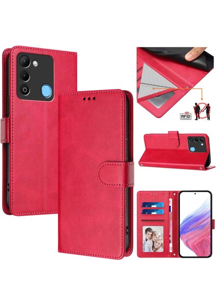 Tecno Spark 9 Flip Book Deri Cüzdan Çapraz Askılı Bileklik Bileklik Rfıd Engelleme Kılıfı (Yurt Dışından)