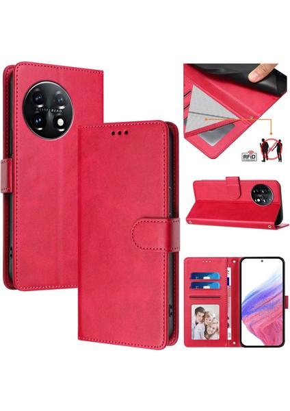 Oneplus 11 Flip Book Deri Cüzdan Çapraz Askılı Bileklik Bileklik Rfıd Engelleme Kılıfı (Yurt Dışından)