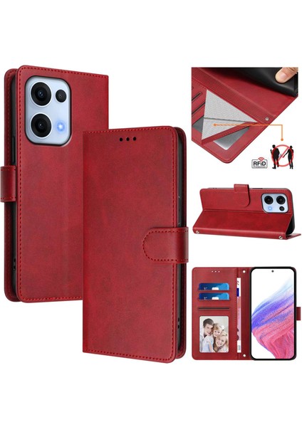 Oppo Reno 13 5g Flip Book Deri Cüzdan Çapraz Askılı Bileklik Bileklik Rfıd Engelleme Kılıfı (Yurt Dışından)