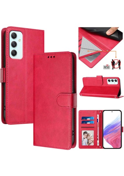 Samsung Galaxy A35 5g Flip Book Deri Cüzdan Çapraz Askılı Bileklik Bileklik Rfıd Engelleme Kılıfı (Yurt Dışından)