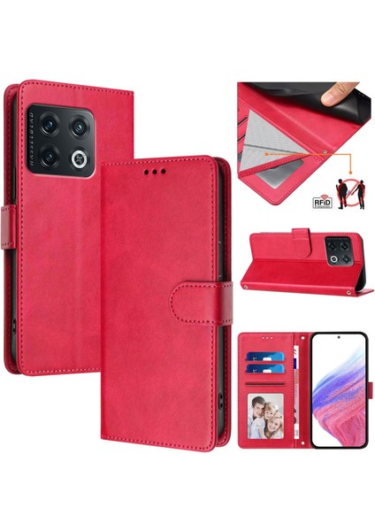 Oneplus 10 Pro 5g Flip Book Deri Cüzdan Çapraz Askılı Bileklik Bileklik Rfıd Engelleme Kılıfı (Yurt Dışından)