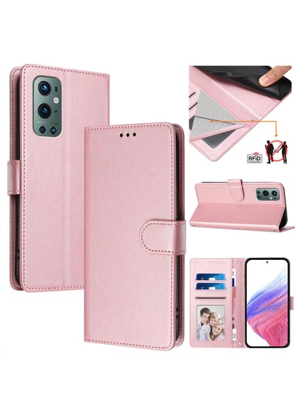Oneplus 9 Pro Flip Book Deri Cüzdan Çapraz Askılı Bileklik Bileklik Rfıd Engelleme Kılıfı (Yurt Dışından)