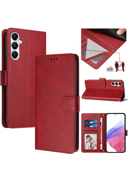 Samsung Galaxy A05S 4g Flip Book Deri Cüzdan Çapraz Askılı Bileklik Bileklik Rfıd Engelleme Kılıfı (Yurt Dışından)