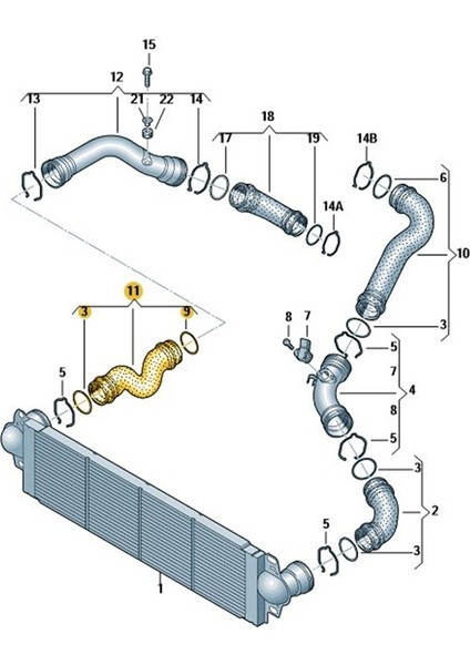Vw Transporter T5 2004-2010 1.9tdi Axb Turbo Borusu Sağ Alt 7H0145709B modelleri