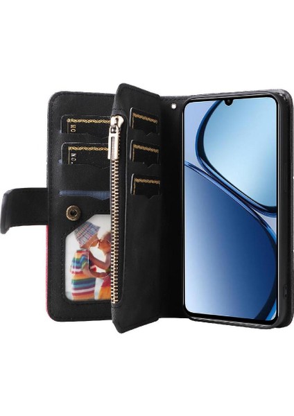 Realme C63 Iki Renkli Dikiş Için Kart Yuvası Standı Fermuar Tarzı (Yurt Dışından)