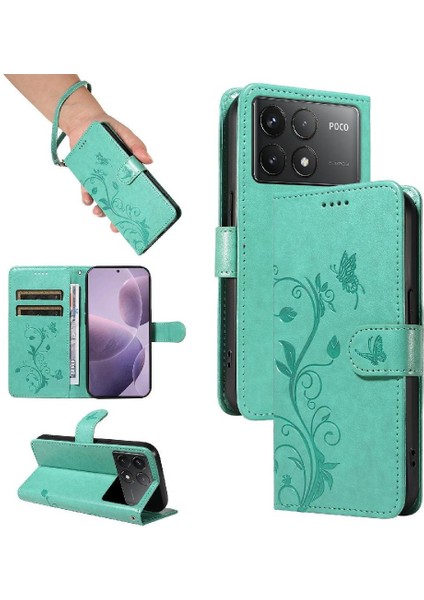 Xiaomi Redmi K70 Cüzdan Telefon Kılıfı Için Kılıf Kabartmalı Kelebek ile Yüksek (Yurt Dışından)