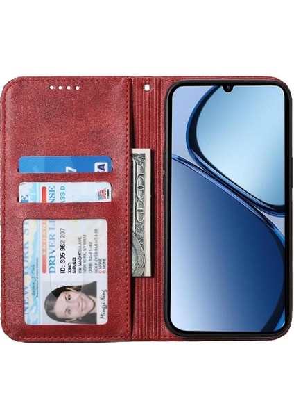Realme C63/C61 Günlük Kullanım Standı El Kayışı Eşkenar Dörtgen Şekli Için Flip Case (Yurt Dışından)