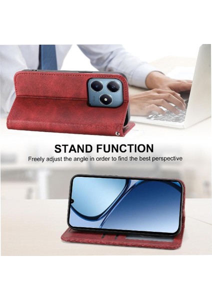 Realme C63/C61 Günlük Kullanım Standı El Kayışı Eşkenar Dörtgen Şekli Için Flip Case (Yurt Dışından)