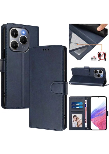 Tecno Spark 20 Pro 5g Flip Book Deri Cüzdan Çapraz Askılı Bileklik Bileklik Rfıd Engelleme Kılıfı (Yurt Dışından)