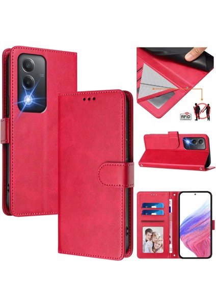 Oppo A80 5g Flip Book Deri Cüzdan Çapraz Askılı Bileklik Bileklik Rfıd Engelleme Kılıfı (Yurt Dışından)